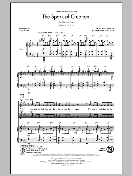 Stephen Schwartz The Spark Of Creation (from Children of Eden) (arr. Mac Huff) sheet music notes and chords. Download Printable PDF.