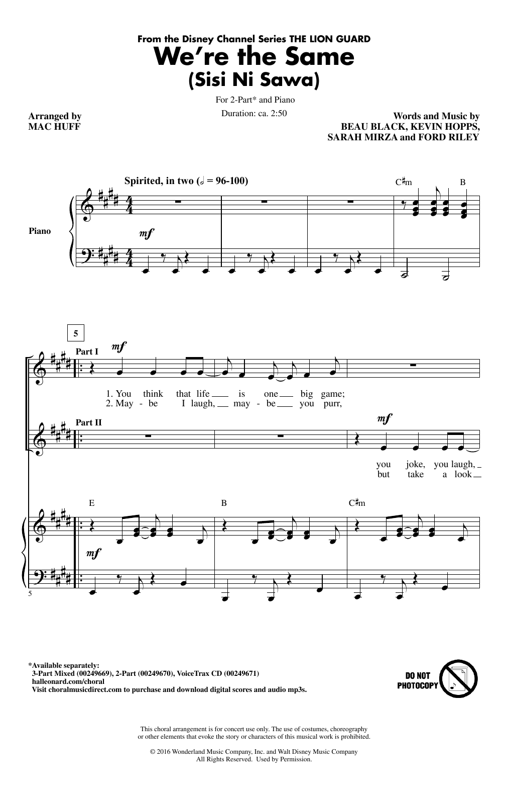 Learn to play Mac Huff We're The Same (Sis Ni Sawa) sheet music for 2-Part Choir in minutes. Price: 3.9900$ Mac Huff We're The Same (Sis Ni Sawa) sheet music notes and chords arranged for 2-Part Choir