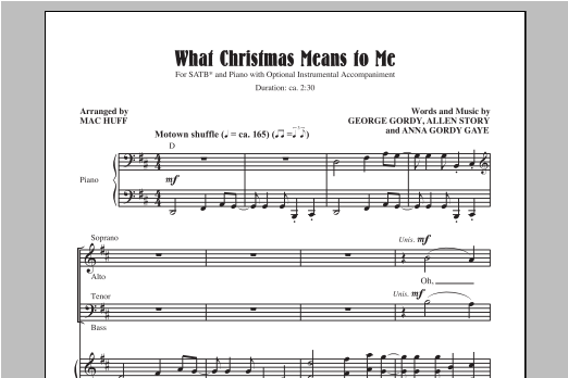 Mac Huff What Christmas Means To Me sheet music notes and chords. Download Printable PDF.