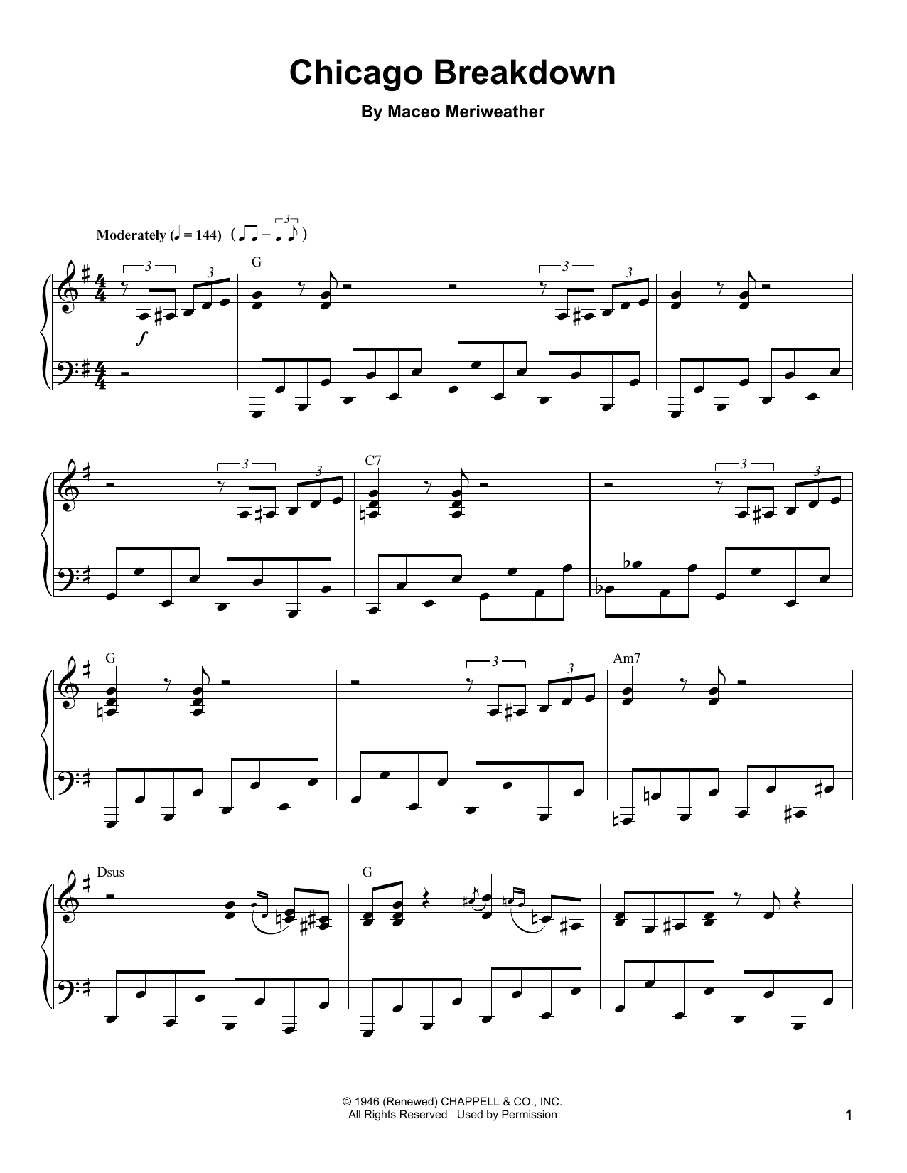 Maceo Meriweather Chicago Breakdown sheet music notes and chords. Download Printable PDF.