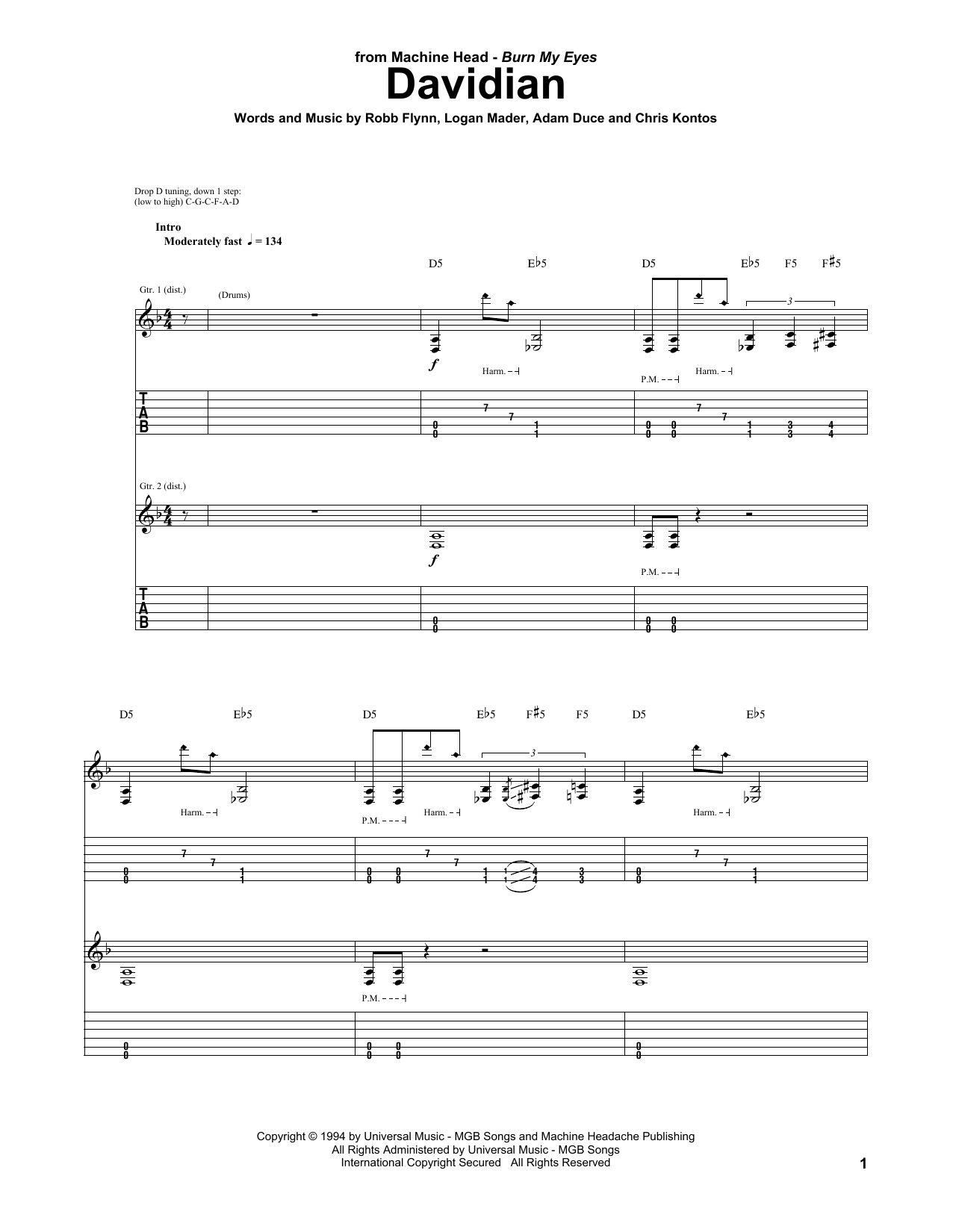 Learn to play Machine Head Davidian sheet music for Guitar Tab in minutes. Price: 7.8900$ Machine Head Davidian sheet music notes and chords arranged for Guitar Tab