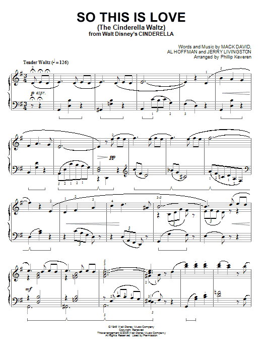 Mack David So This Is Love (The Cinderella Waltz) [Classical version] (arr. Phillip Keveren) sheet music notes and chords arranged for Piano Solo