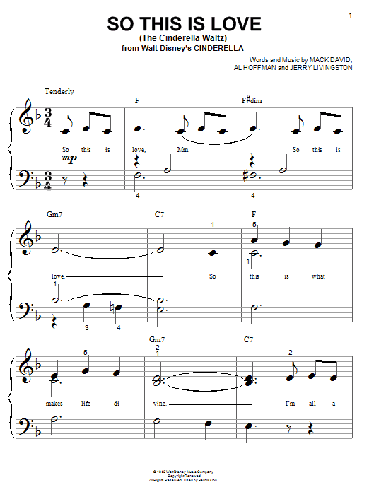 Mack David, Al Hoffman and Jerry Livingston So This Is Love sheet music notes and chords. Download Printable PDF.