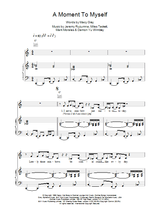 Learn to play Macy Gray A Moment To Myself sheet music for Piano, Vocal & Guitar Chords in minutes. Price: 7.8900$ Macy Gray A Moment To Myself sheet music notes and chords arranged for Piano, Vocal & Guitar Chords