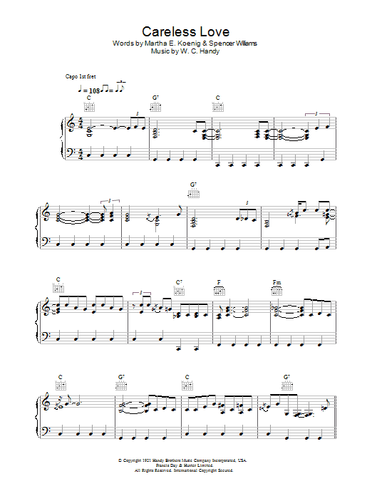 Madeleine Peyroux Careless Love sheet music notes and chords. Download Printable PDF.