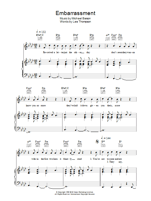 Learn to play Madness Embarrassment sheet music for Guitar Chords/Lyrics in minutes. Price: 4.4900$ Madness Embarrassment sheet music notes and chords arranged for Guitar Chords/Lyrics
