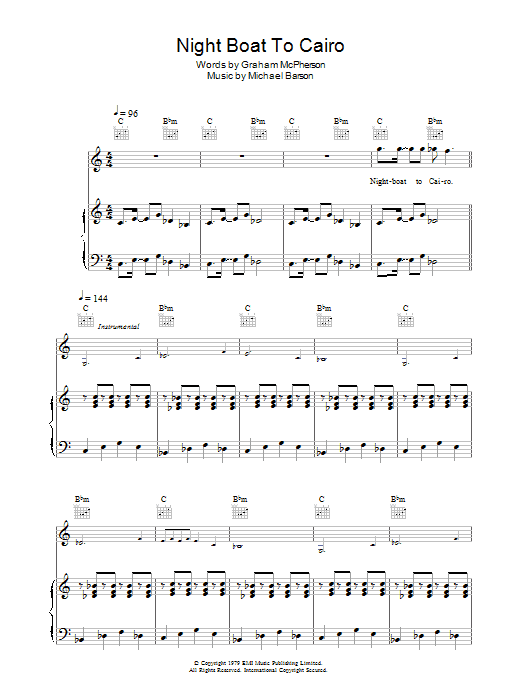 Madness Night Boat To Cairo sheet music notes and chords. Download Printable PDF.