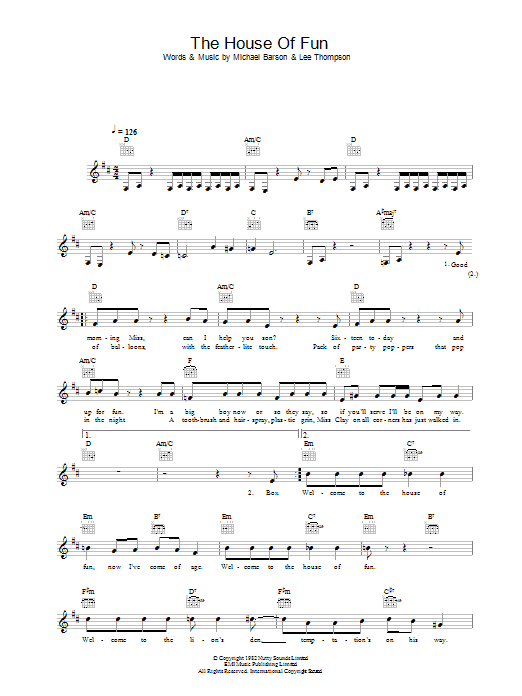 Learn to play Madness The House Of Fun sheet music for Piano, Vocal & Guitar Chords in minutes. Price: 7.8900$ Madness The House Of Fun sheet music notes and chords arranged for Piano, Vocal & Guitar Chords