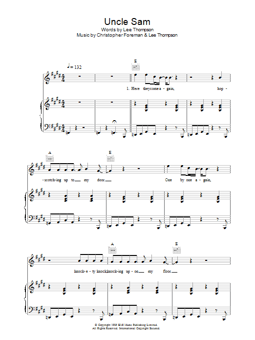 Learn to play Madness Uncle Sam sheet music for Piano, Vocal & Guitar Chords in minutes. Price: 7.8900$ Madness Uncle Sam sheet music notes and chords arranged for Piano, Vocal & Guitar Chords