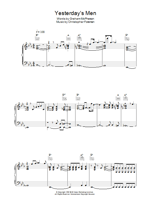 Learn to play Madness Yesterday's Men sheet music for Piano, Vocal & Guitar Chords in minutes. Price: 7.8900$ Madness Yesterday's Men sheet music notes and chords arranged for Piano, Vocal & Guitar Chords
