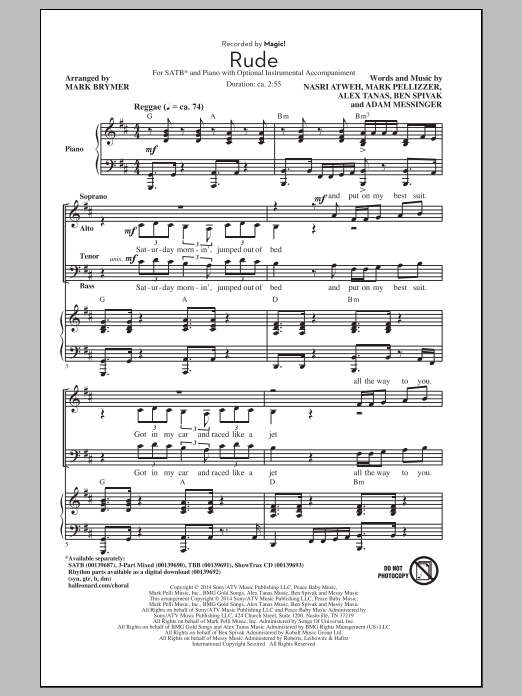 MAGIC! Rude (arr. Mark Brymer) sheet music notes and chords. Download Printable PDF.