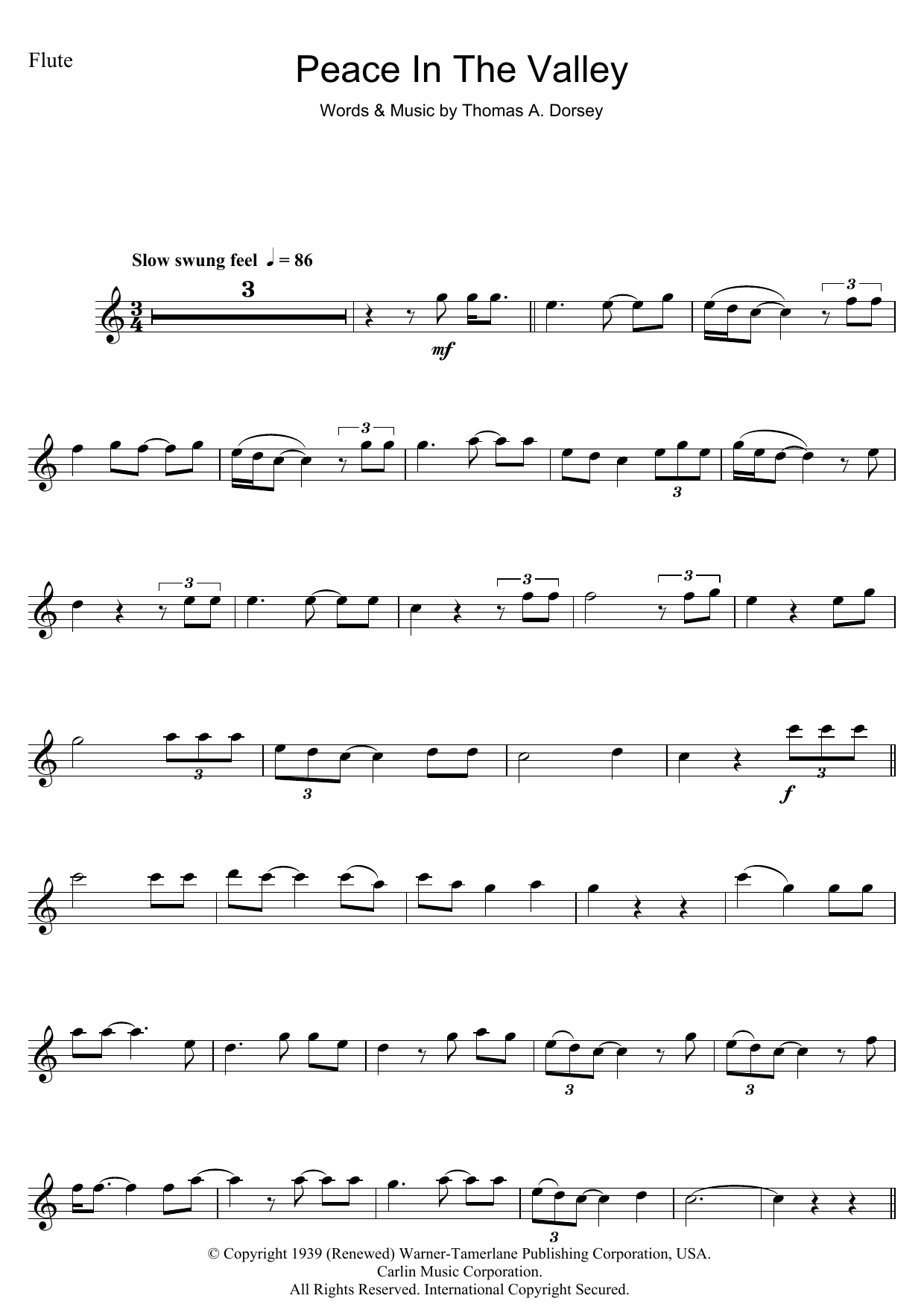 Mahalia Jackson (There'll Be) Peace In The Valley (For Me) sheet music notes and chords. Download Printable PDF.