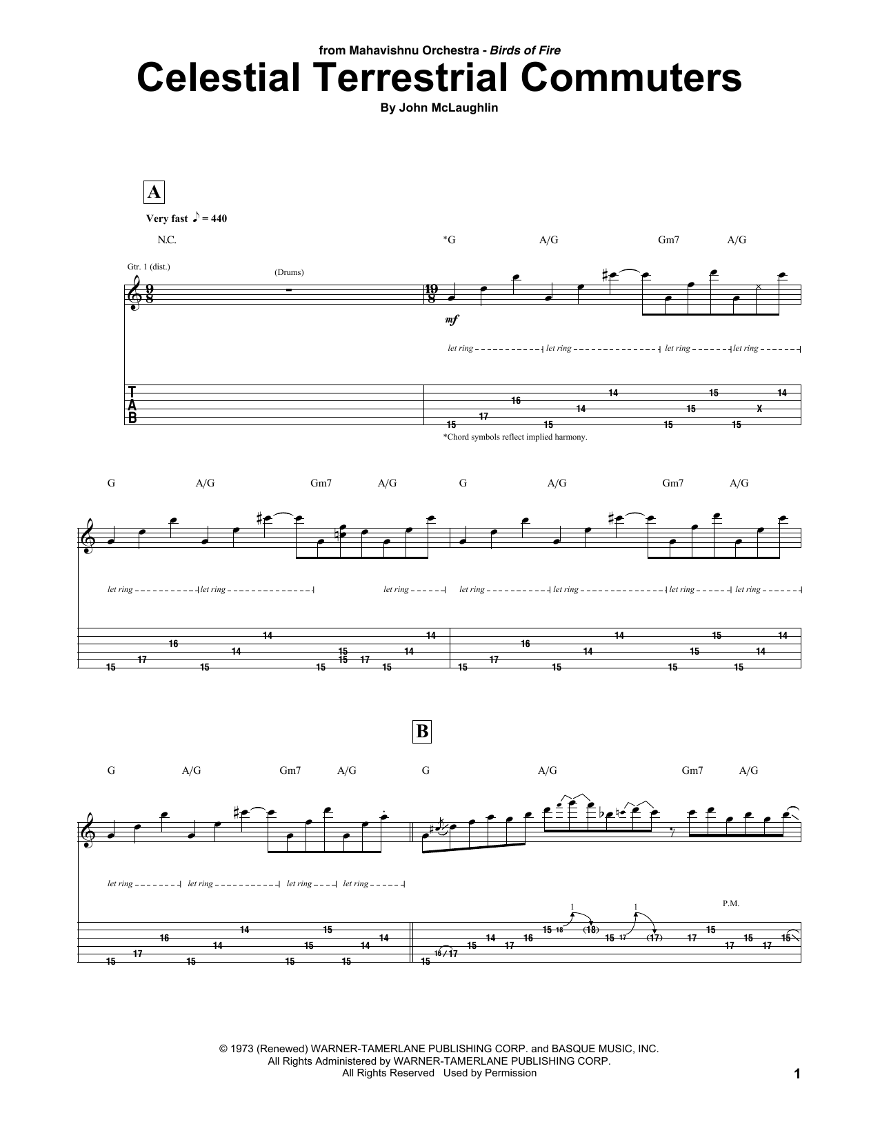 Learn to play Mahavishnu Orchestra Celestial Terrestrial Commuters sheet music for Guitar Tab in minutes. Price: 7.8900$ Mahavishnu Orchestra Celestial Terrestrial Commuters sheet music notes and chords arranged for Guitar Tab