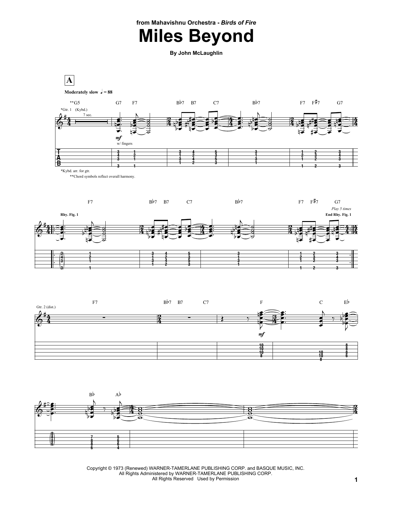 Learn to play Mahavishnu Orchestra Miles Beyond sheet music for Guitar Tab in minutes. Price: 7.8900$ Mahavishnu Orchestra Miles Beyond sheet music notes and chords arranged for Guitar Tab