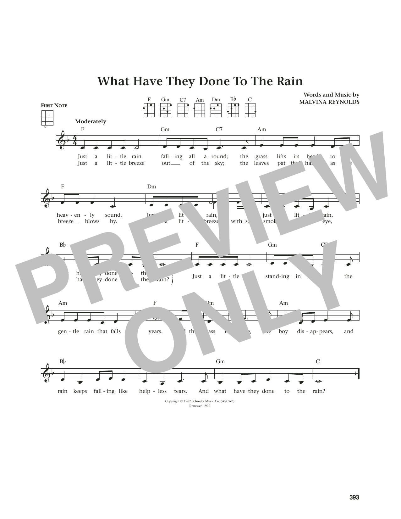 Malvina Reynolds What Have They Done To The Rain (from The Daily Ukulele) (arr. Jim Beloff) sheet music notes and chords. Download Printable PDF.