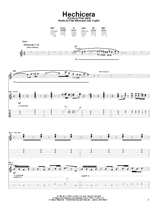 Mana Hechicera sheet music notes and chords. Download Printable PDF.