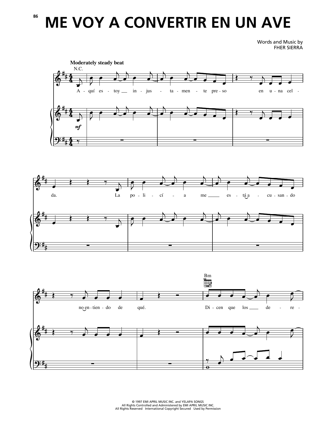 Learn to play Maná Me Voy A Convertir En Un Ave sheet music for Piano, Vocal & Guitar Chords (Right-Hand Melody) in minutes. Price: 7.8900$ Maná Me Voy A Convertir En Un Ave sheet music notes and chords arranged for Piano, Vocal & Guitar Chords (Right-Hand Melody)