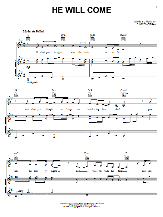 Learn to play Mandisa He Will Come sheet music for Piano, Vocal & Guitar Chords (Right-Hand Melody) in minutes. Price: 7.8900$ Mandisa He Will Come sheet music notes and chords arranged for Piano, Vocal & Guitar Chords (Right-Hand Melody)
