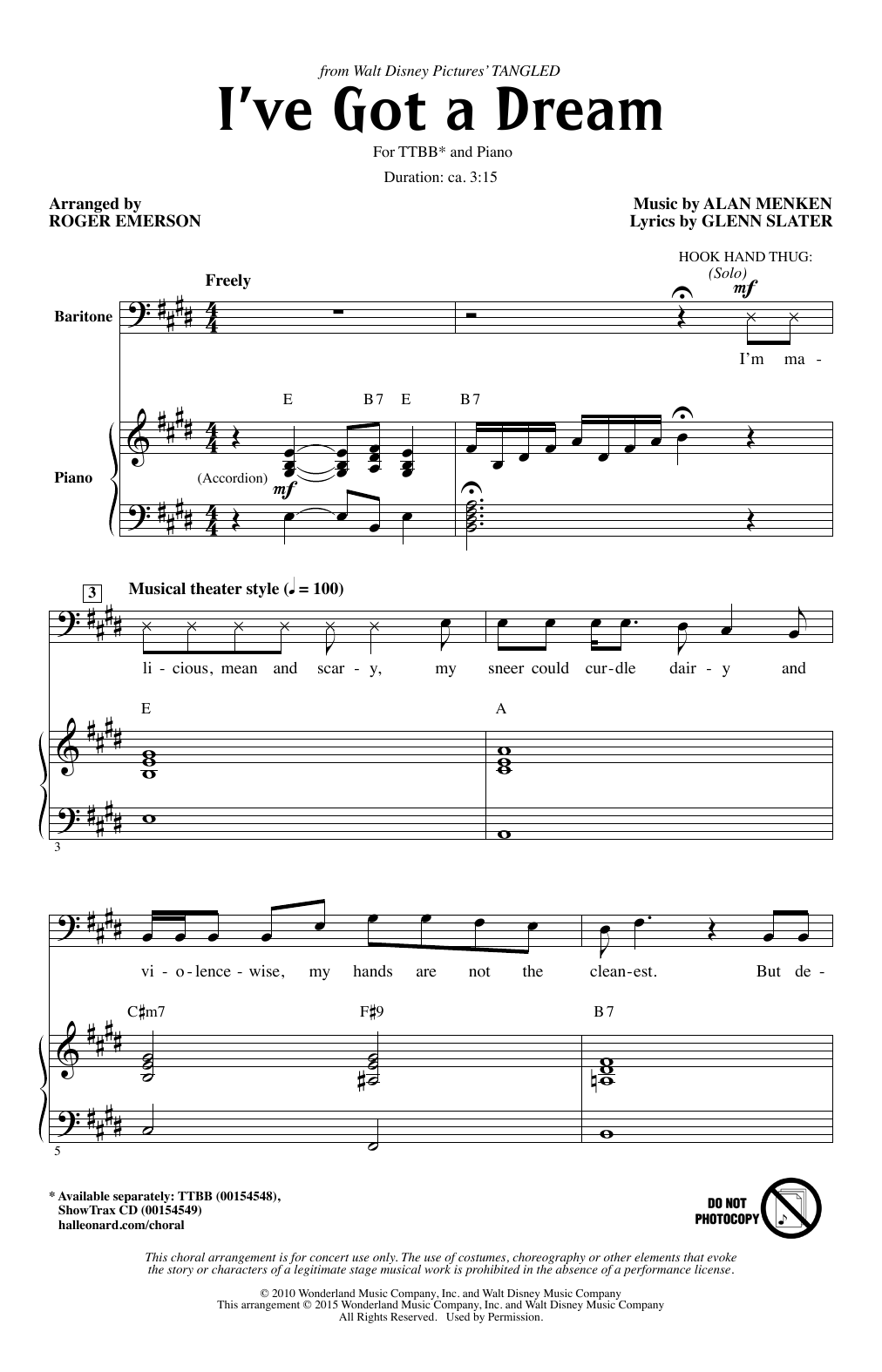 Alan Menken I've Got A Dream (from Disney's Tangled) (arr. Roger Emerson) sheet music notes and chords. Download Printable PDF.