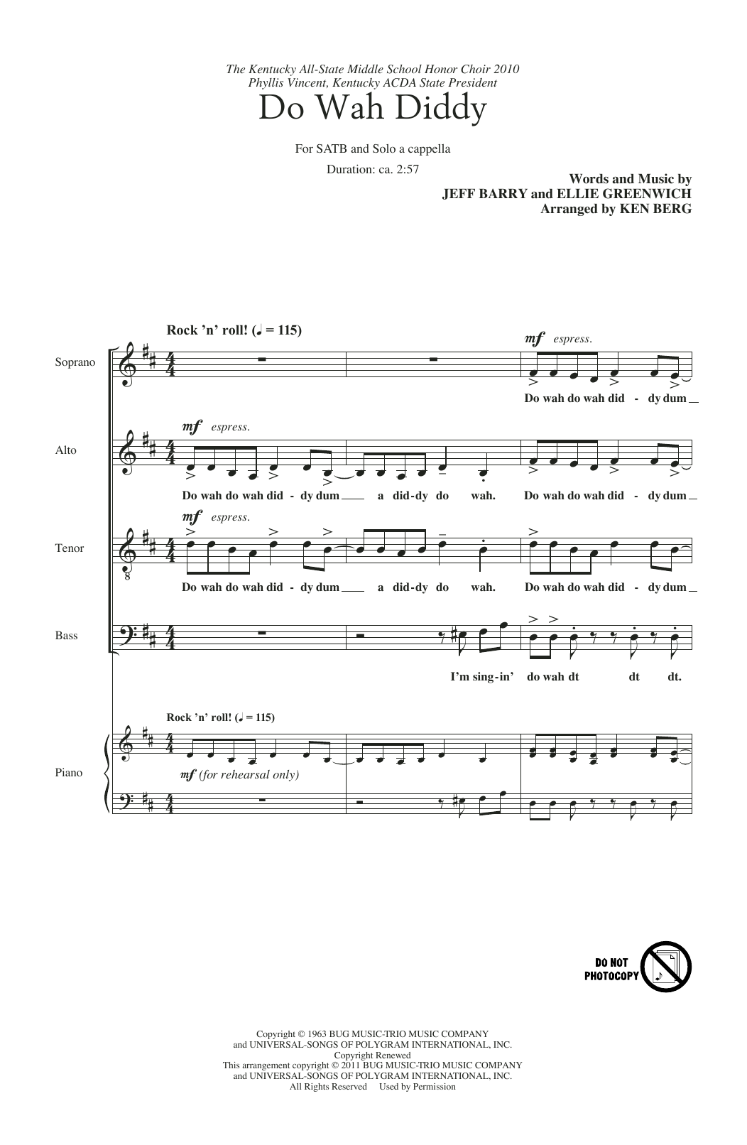 Learn to play Manfred Mann Do Wah Diddy Diddy (arr. Ken Berg) sheet music for Choir in minutes. Price: 3.9900$ Manfred Mann Do Wah Diddy Diddy (arr. Ken Berg) sheet music notes and chords arranged for Choir
