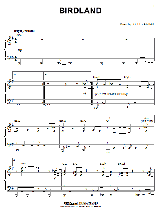 Learn to play Manhattan Transfer Birdland (arr. Brent Edstrom) sheet music for Piano Solo in minutes. Price: 7.8900$ Manhattan Transfer Birdland (arr. Brent Edstrom) sheet music notes and chords arranged for Piano Solo