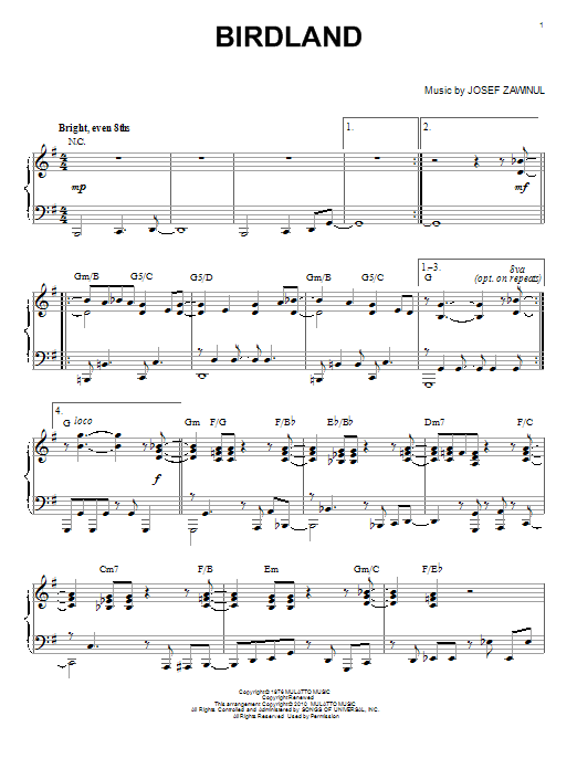 Manhattan Transfer Birdland sheet music notes and chords. Download Printable PDF.