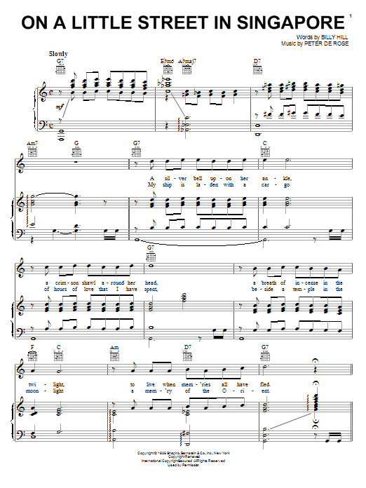 Learn to play Manhattan Transfer On A Little Street In Singapore sheet music for Piano, Vocal & Guitar Chords (Right-Hand Melody) in minutes. Price: 7.8900$ Manhattan Transfer On A Little Street In Singapore sheet music notes and chords arranged for Piano, Vocal & Guitar Chords (Right-Hand Melody)