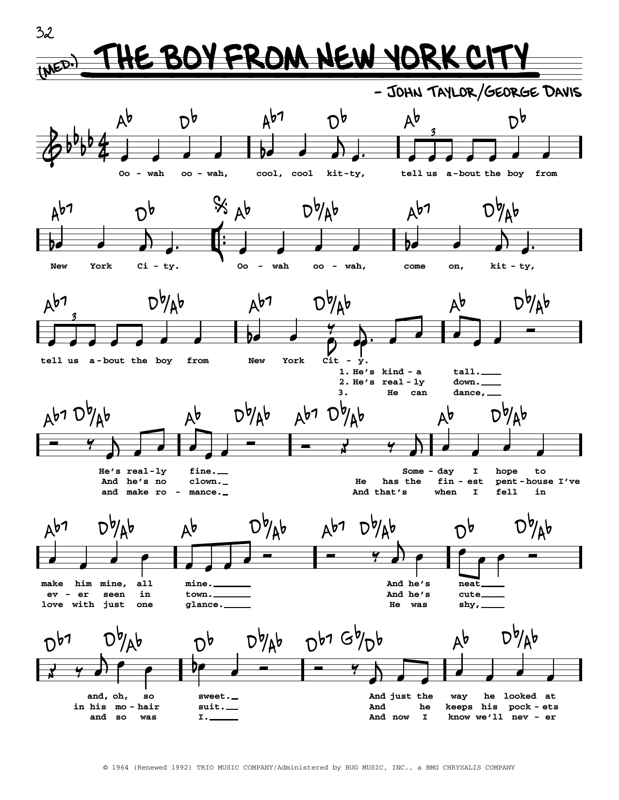 Manhattan Transfer The Boy From New York City (High Voice) sheet music notes and chords. Download Printable PDF.