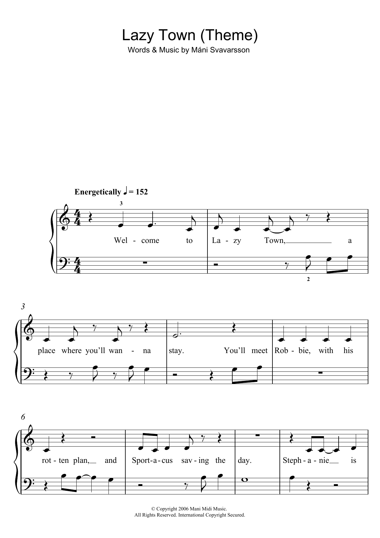 Máni Svavarsson Lazy Town (Theme) sheet music notes and chords. Download Printable PDF.