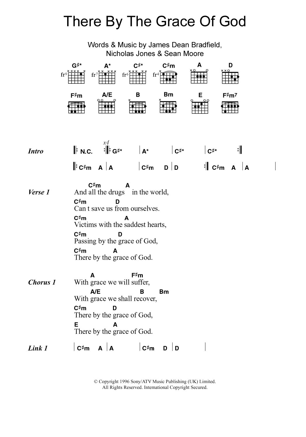 Manic Street Preachers There By The Grace Of God sheet music notes and chords. Download Printable PDF.