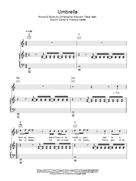 Learn to play Manic Street Preachers Umbrella sheet music for Piano, Vocal & Guitar Chords in minutes. Price: 7.8900$ Manic Street Preachers Umbrella sheet music notes and chords arranged for Piano, Vocal & Guitar Chords