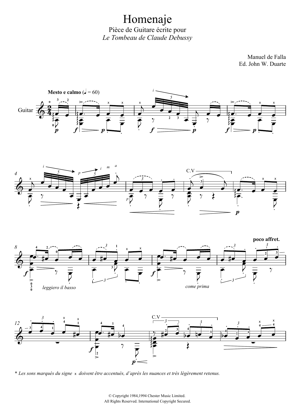 Manuel De Falla Homenaje sheet music notes and chords. Download Printable PDF.