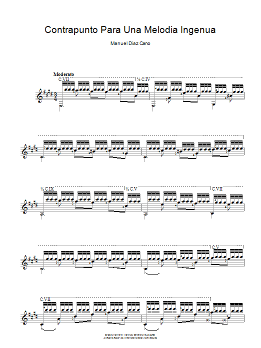 Manuel Diaz Cano Contrapunto Para Una Melodia Ingenua sheet music notes and chords arranged for Easy Guitar