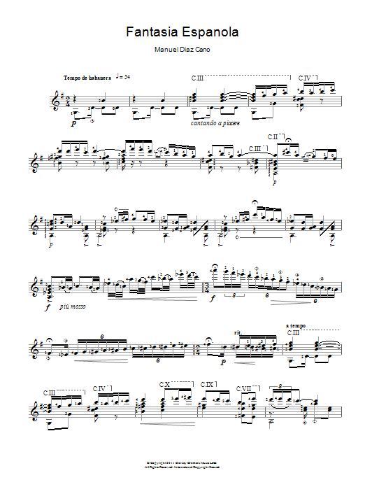 Manuel Diaz Cano Fantasia Espanola sheet music notes and chords. Download Printable PDF.