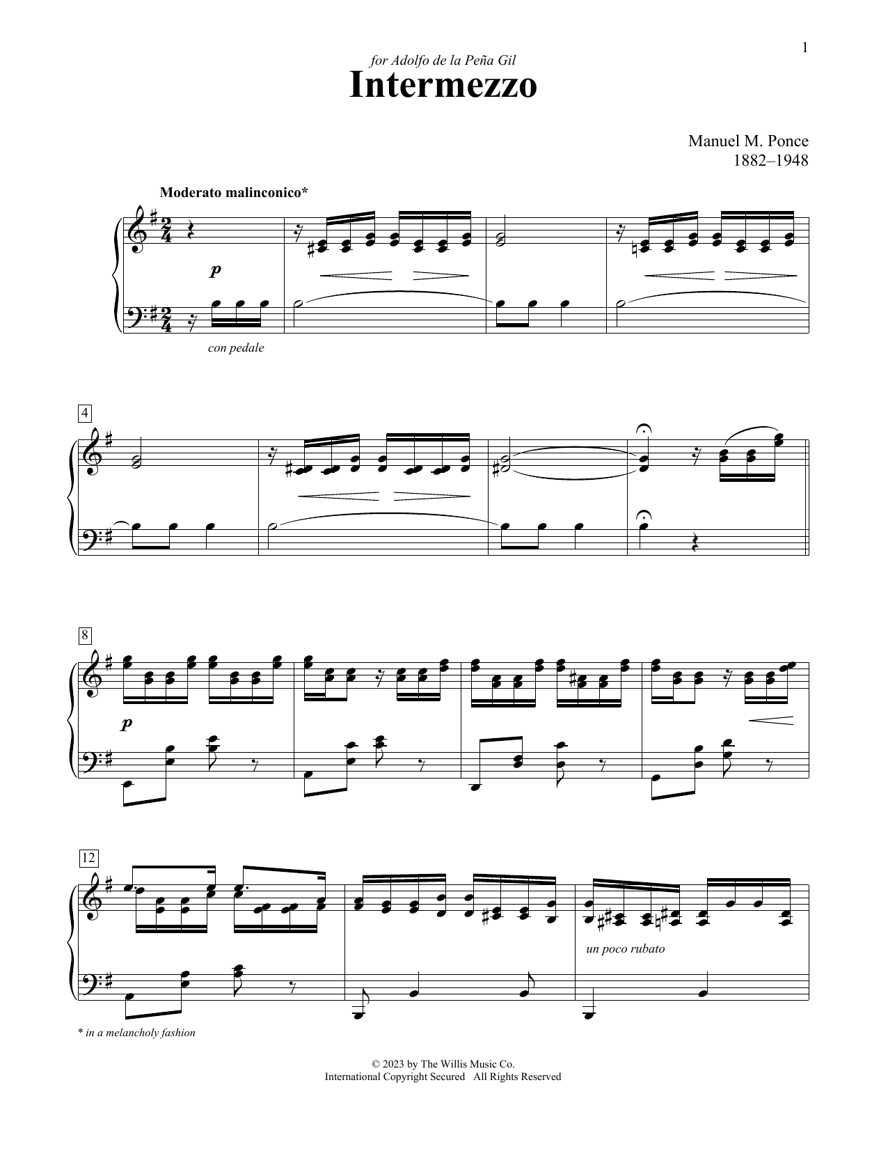 Manuel Ponce Intermezzo sheet music notes and chords. Download Printable PDF.