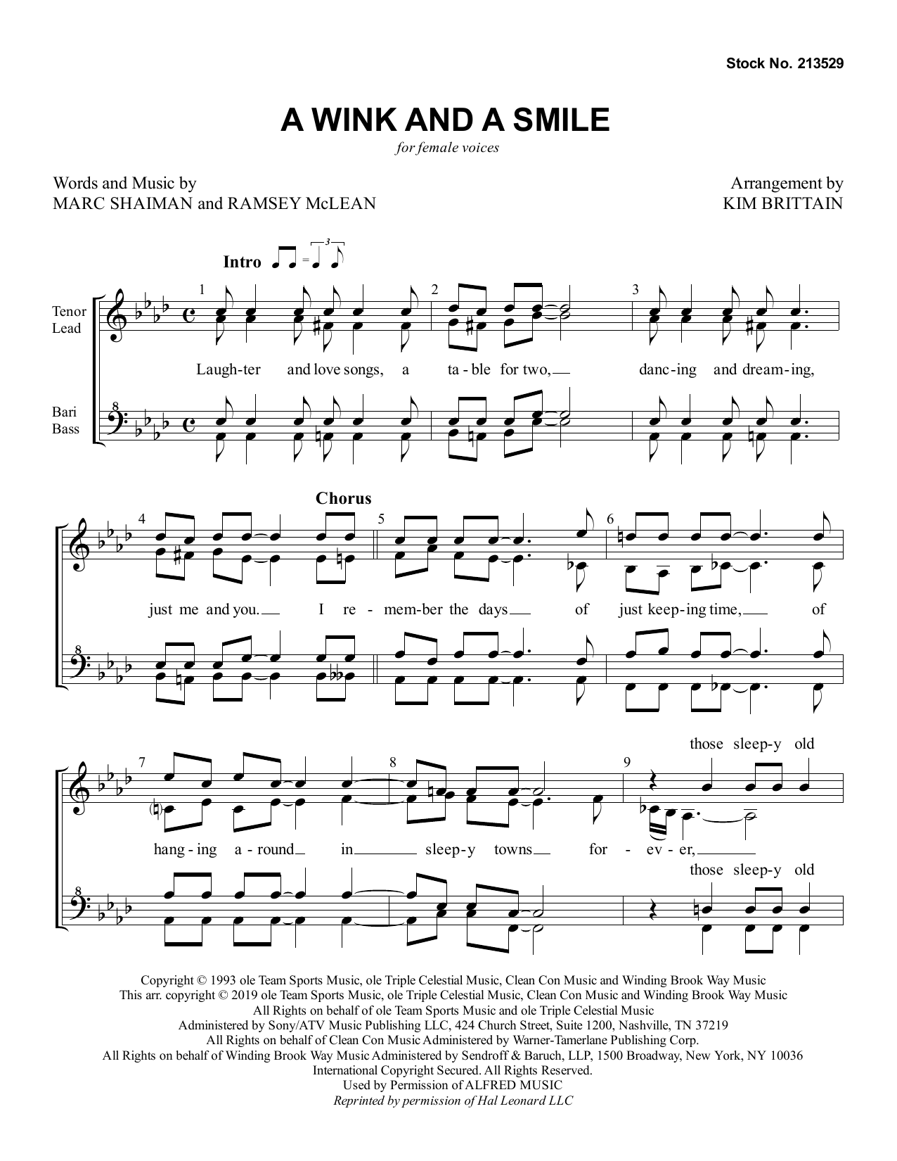 Learn to play Marc Shaiman A Wink And A Smile (arr. Kim Brittain) sheet music for SSAA Choir in minutes. Price: 3.9900$ Marc Shaiman A Wink And A Smile (arr. Kim Brittain) sheet music notes and chords arranged for SSAA Choir