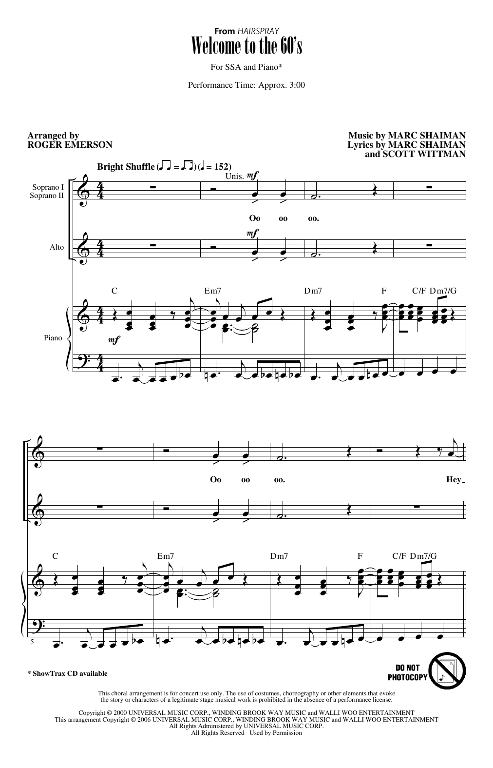 Marc Shaiman and Scott Wittman Welcome To The 60's (from Hairspray) (arr. Roger Emerson) sheet music notes and chords. Download Printable PDF.