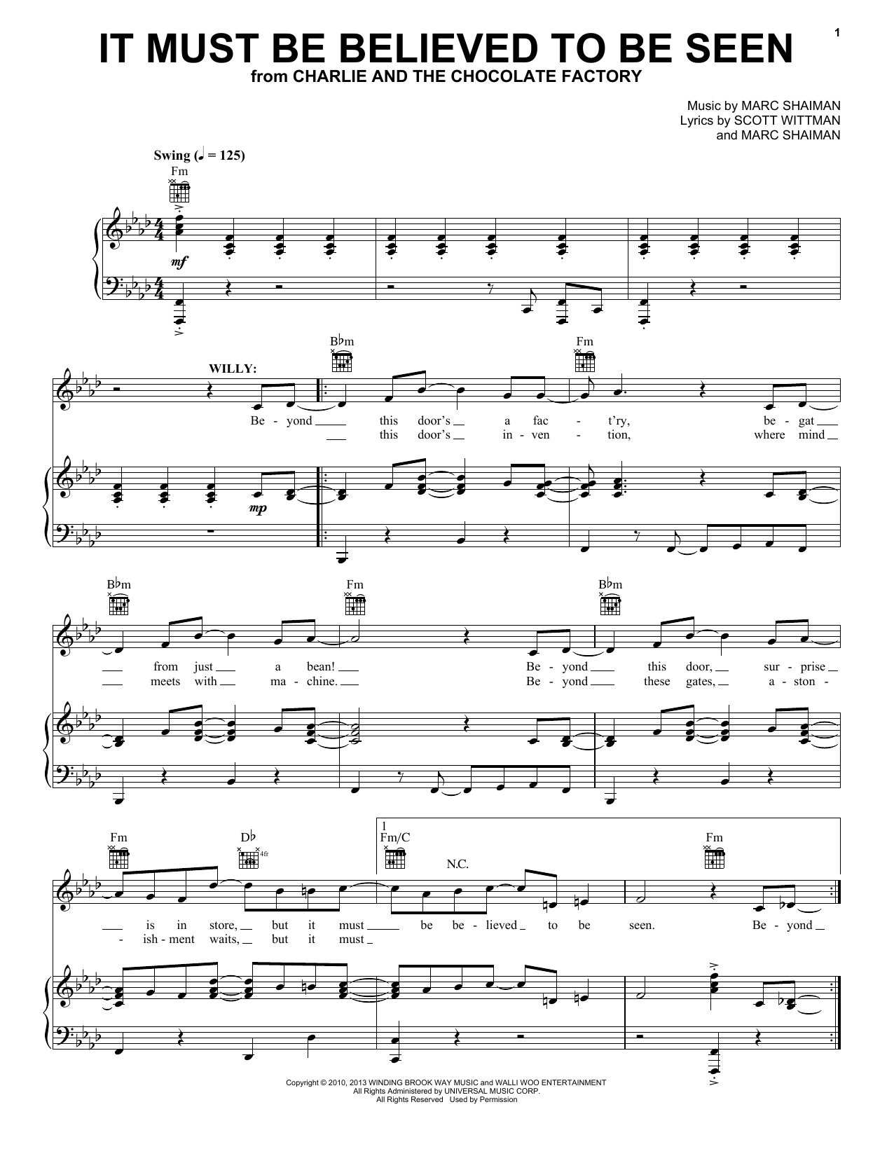 Marc Shaiman It Must Be Believed To Be Seen sheet music notes and chords. Download Printable PDF.