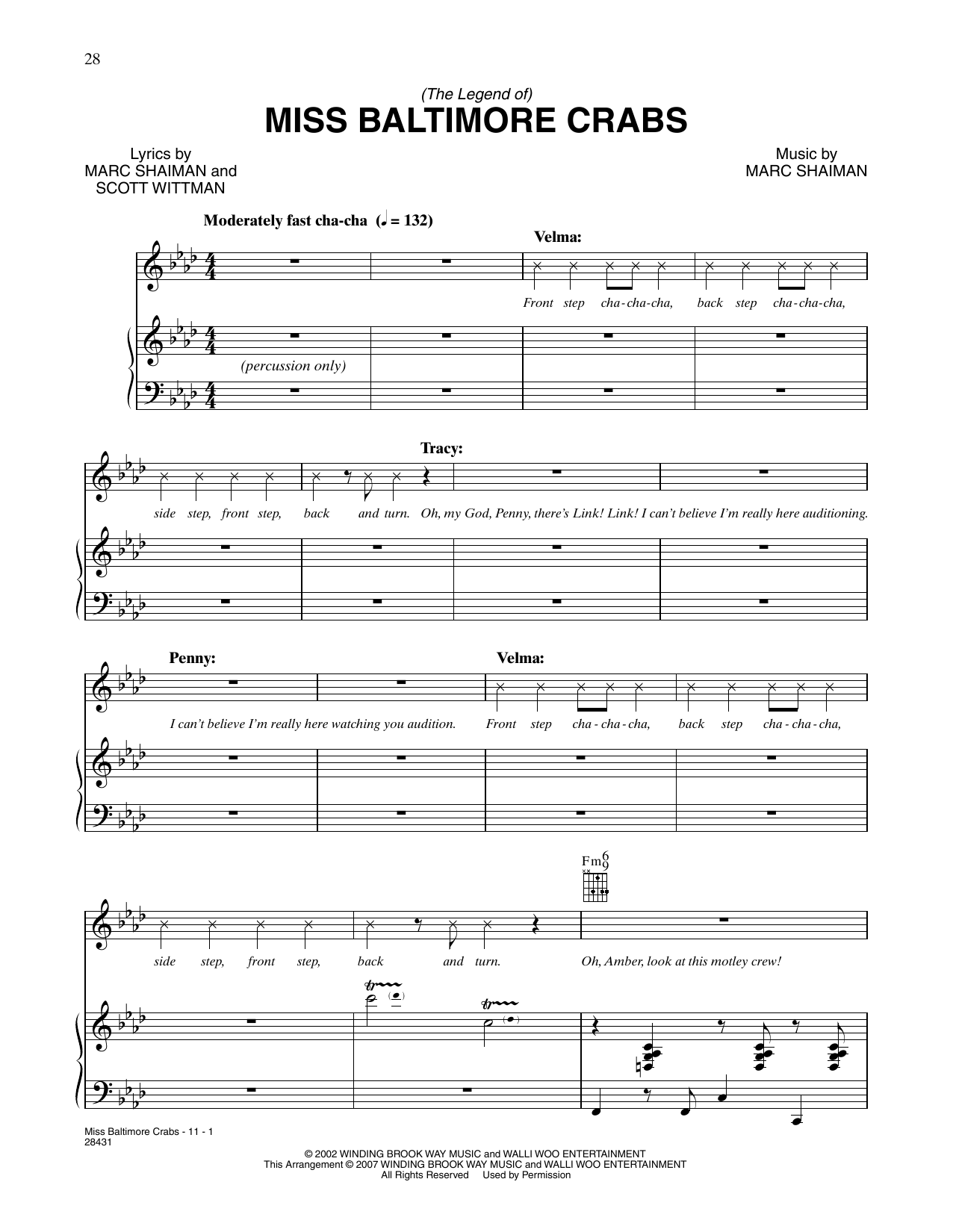 Marc Shaiman & Scott Wittman Miss Baltimore Crabs (from Hairspray) sheet music notes and chords. Download Printable PDF.