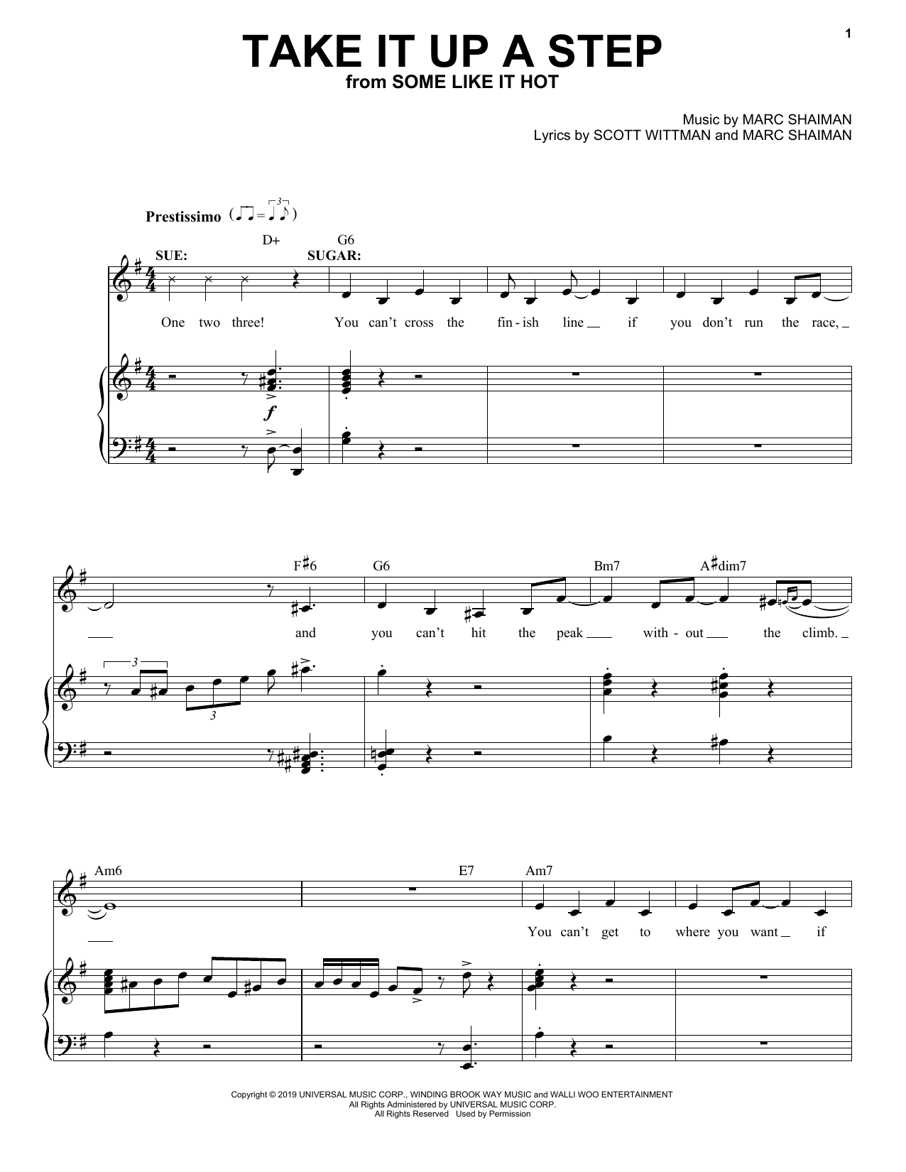 Marc Shaiman & Scott Wittman Take It Up A Step (from Some Like It Hot) sheet music notes and chords. Download Printable PDF.