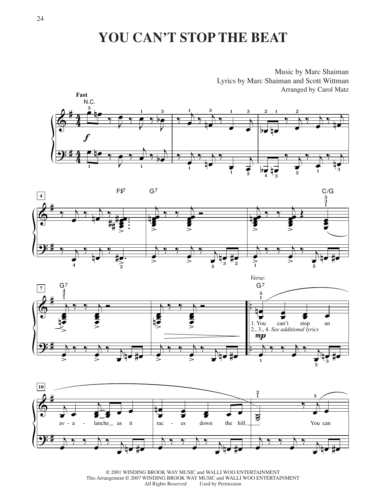 Marc Shaiman & Scott Wittman You Can't Stop The Beat (from Hairspray) (arr. Carol Matz) sheet music notes and chords. Download Printable PDF.