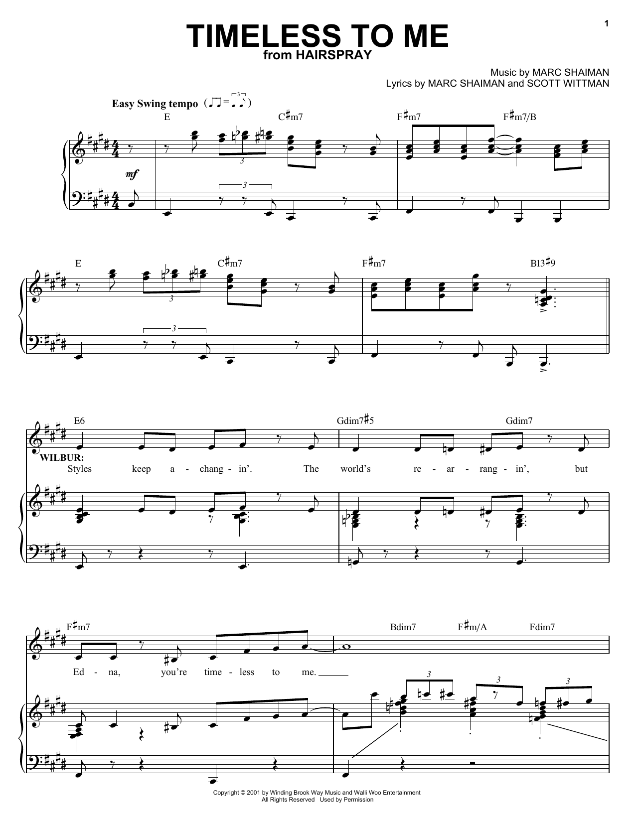 Marc Shaiman Timeless To Me sheet music notes and chords. Download Printable PDF.