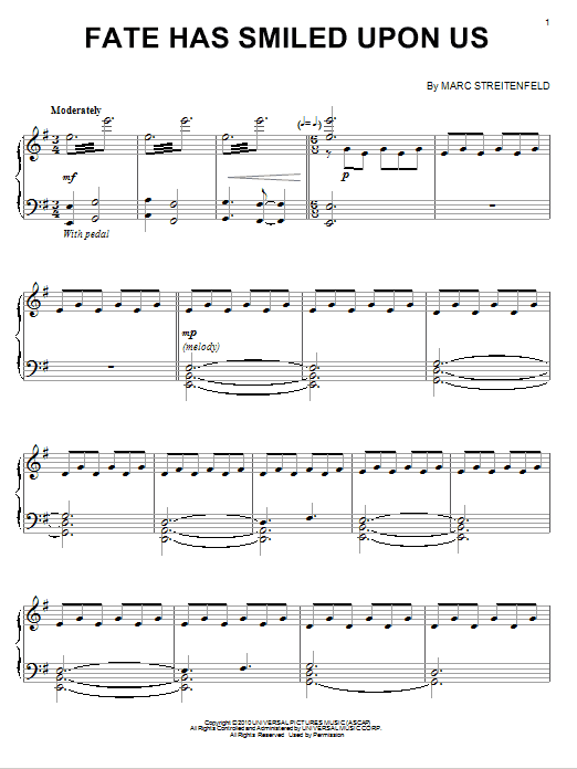 Marc Streitenfeld Fate Has Smiled Upon Us sheet music notes and chords arranged for Piano Solo