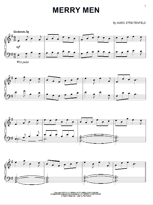 Marc Streitenfeld Merry Men sheet music notes and chords arranged for Piano Solo