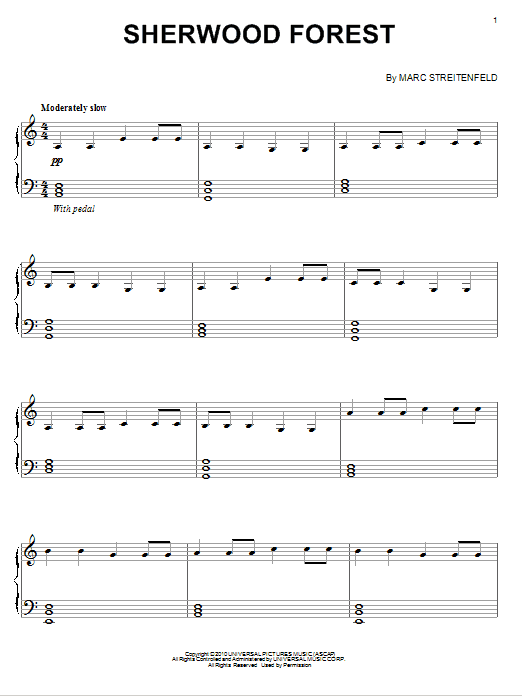 Marc Streitenfeld Sherwood Forest sheet music notes and chords arranged for Piano Solo
