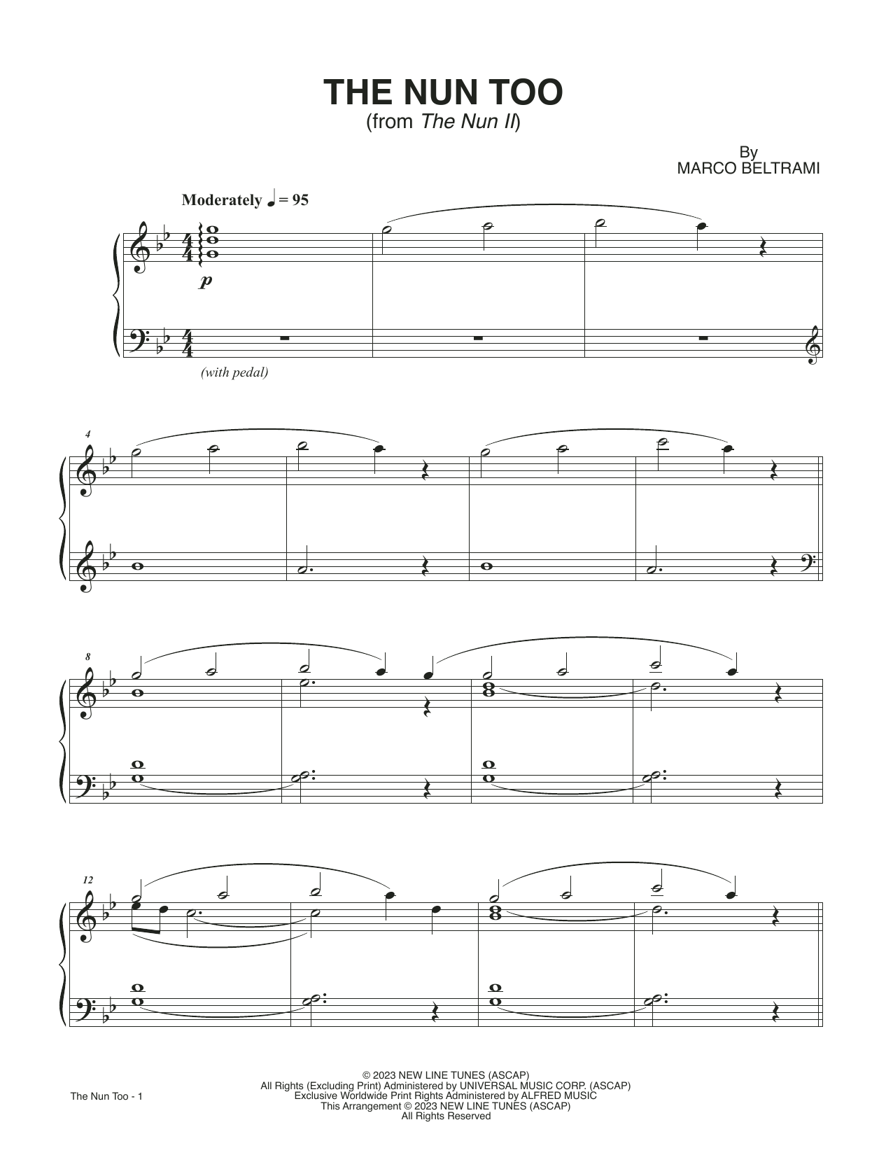 Learn to play Marco Beltrami The Nun Too (from The Nun II) sheet music for Piano Solo in minutes. Price: 7.8900$ Marco Beltrami The Nun Too (from The Nun II) sheet music notes and chords arranged for Piano Solo