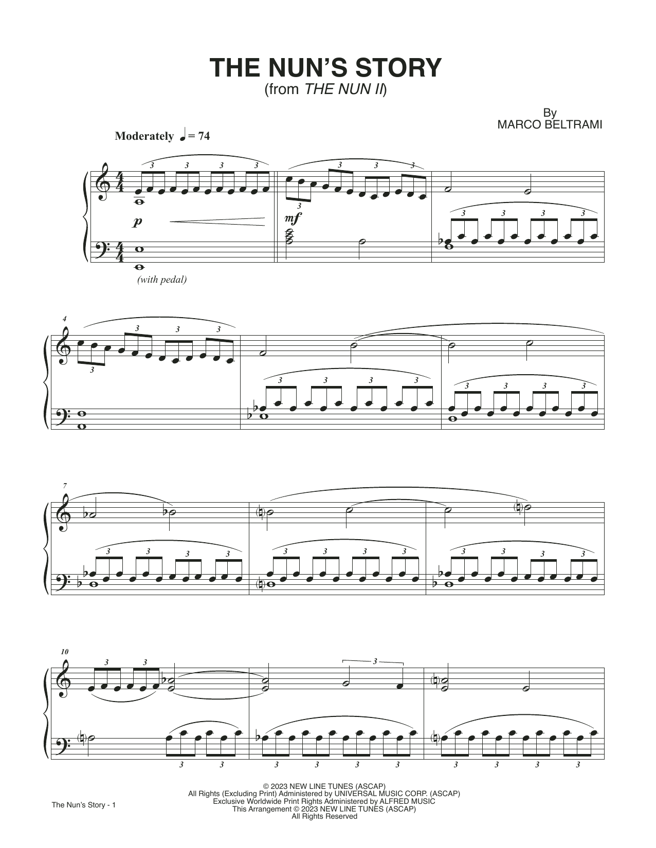 Learn to play Marco Beltrami The Nun's Story (from The Nun II) sheet music for Piano Solo in minutes. Price: 7.8900$ Marco Beltrami The Nun's Story (from The Nun II) sheet music notes and chords arranged for Piano Solo
