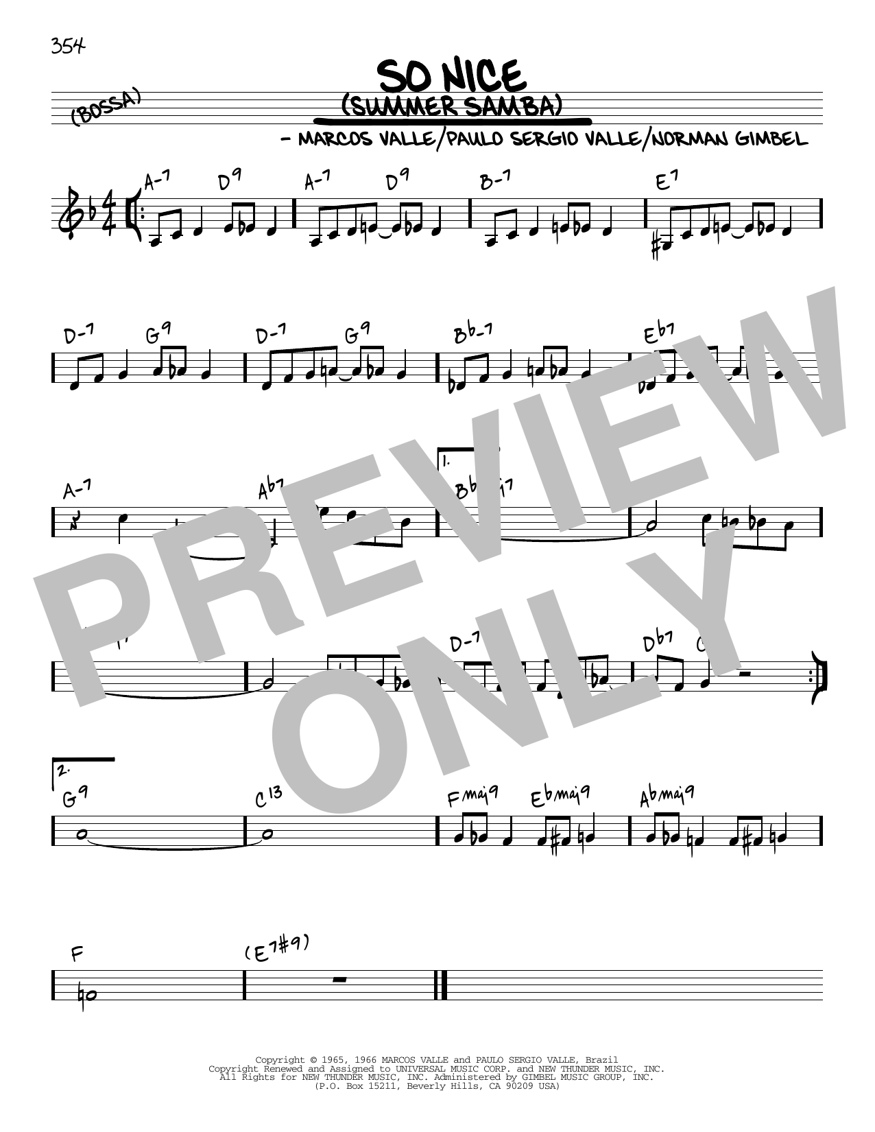 Marcos Valle So Nice (Summer Samba) [Reharmonized version] (arr. Jack Grassel) sheet music notes and chords arranged for Real Book – Melody & Chords