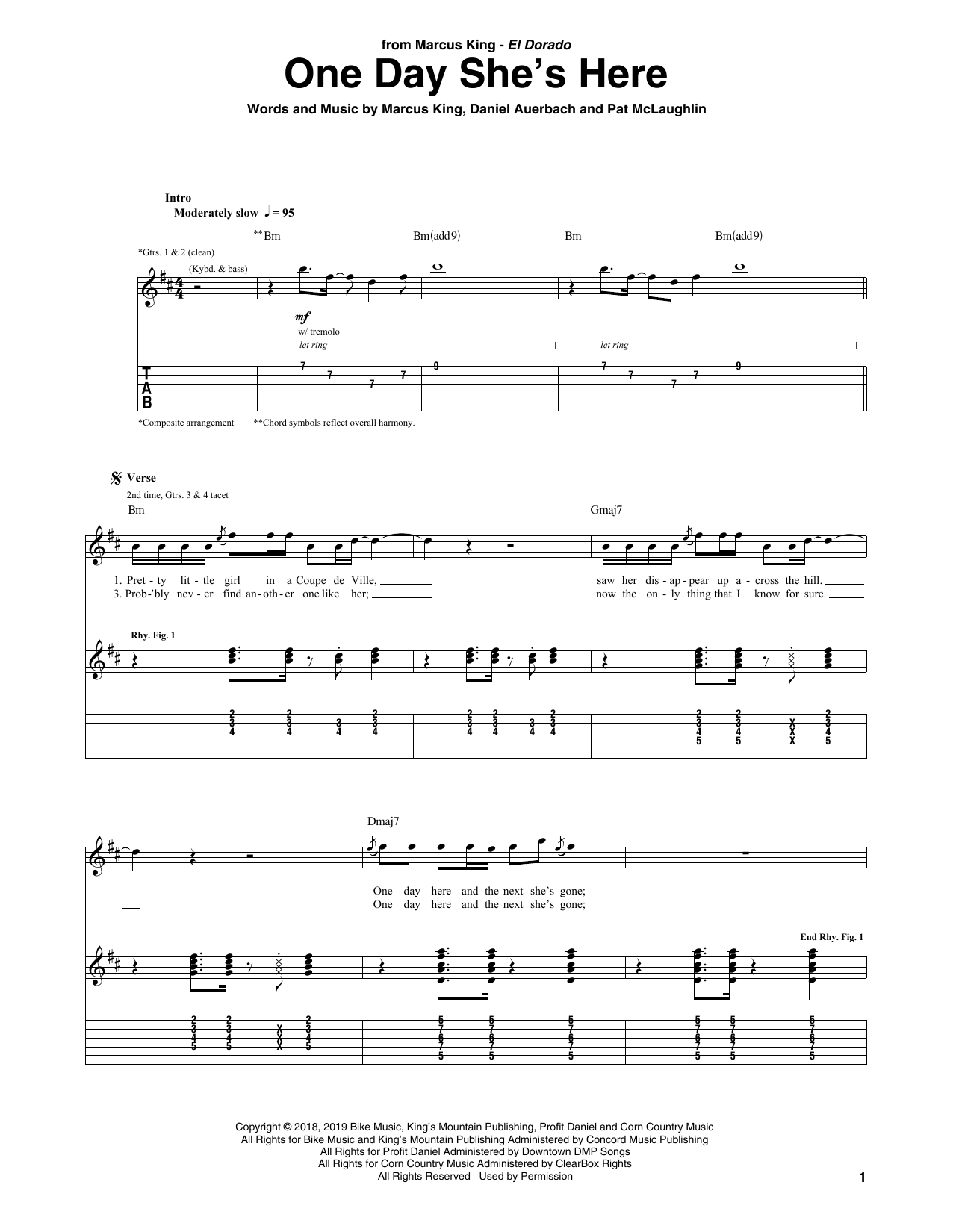 Learn to play Marcus King One Day She's Here sheet music for Guitar Tab in minutes. Price: 7.8900$ Marcus King One Day She's Here sheet music notes and chords arranged for Guitar Tab