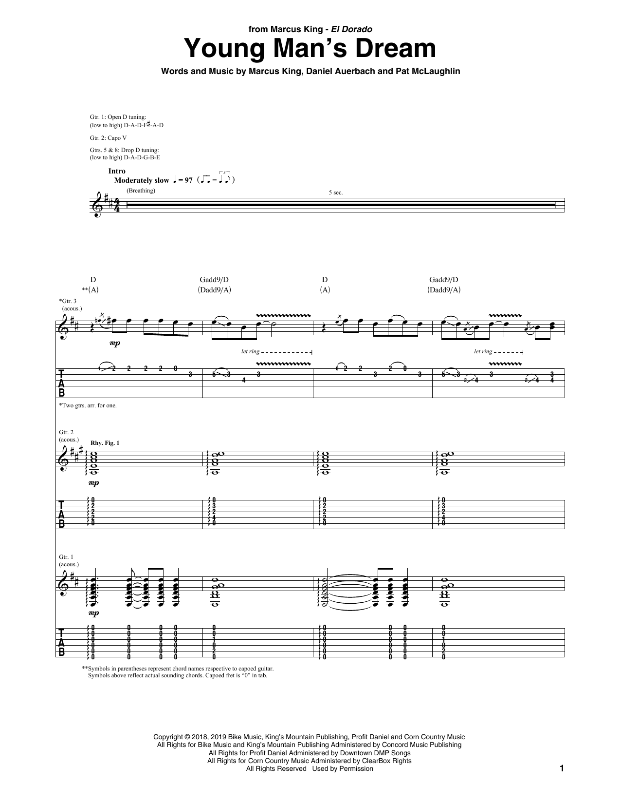 Learn to play Marcus King Young Man's Dream sheet music for Guitar Tab in minutes. Price: 7.8900$ Marcus King Young Man's Dream sheet music notes and chords arranged for Guitar Tab